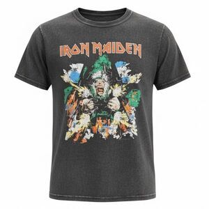 NWOT Urban Outfitters Acid Wash Graphic T-Shirt Iron Maiden Tailgunner Size 2XL